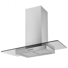 Kitchen extractor hood with tempered glass