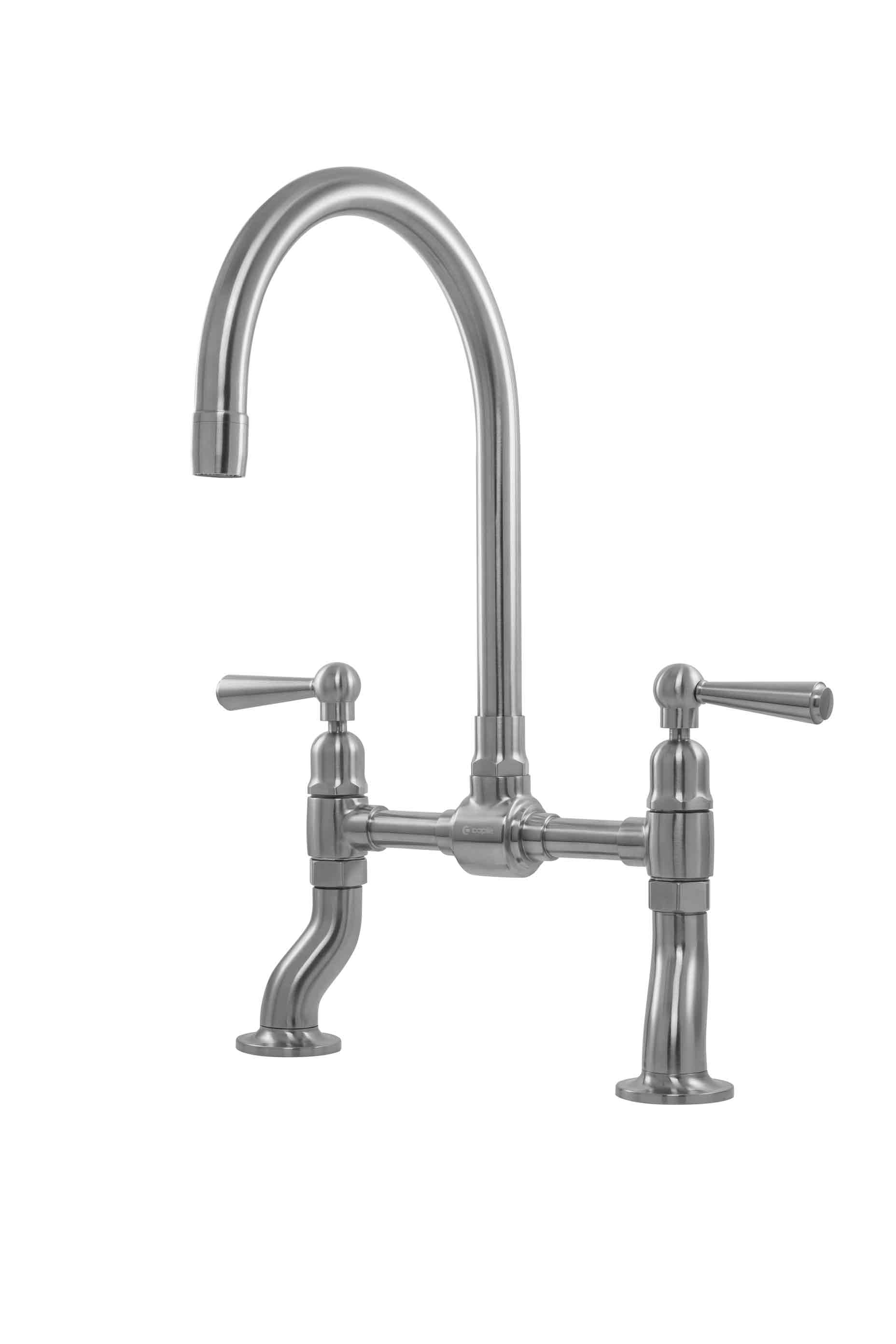 Noyeks Caple Putney Bridge Dual Lever Kitchen Tap Antique Stainless Steel Twin Lever Taps 5548