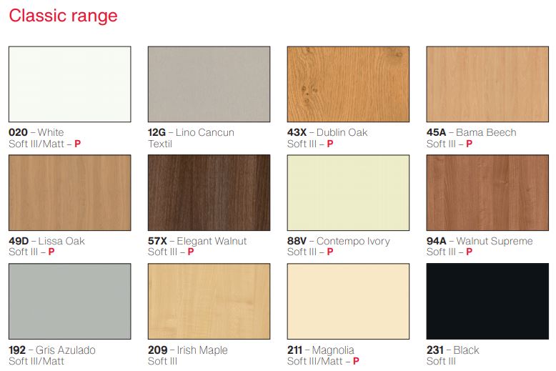 Noyeks > CLASSICS RANGE - Melamine > FINSA - Melamine & Painted Backing