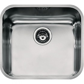 FRANKE - Base Undermounted Single Bowl Sink 45cm Stainless Steel Boxed & Basket Strainer Waste Overflow Clips