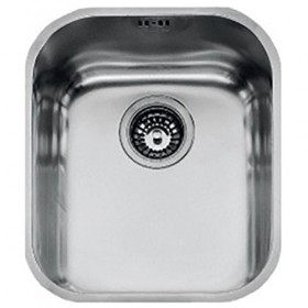 FRANKE - Base Undermounted Single Bowl Sink 34cm Stainless Steel Boxed with Basket Strainer Waste Overflow