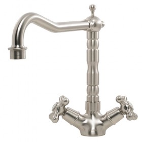 CAPLE - Antique Twin Lever Tap Dual Lever Kitchen Tap Brushed Nickel