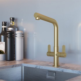 EIRLINE - Oda Dual Lever Kitchen Tap Brushed Brass