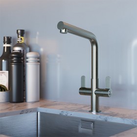 EIRLINE - Oda Dual Lever Kitchen Tap Brushed Chrome