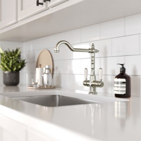 EIRLINE - Alma Traditional Dual Lever Kitchen Tap Brushed Chrome
