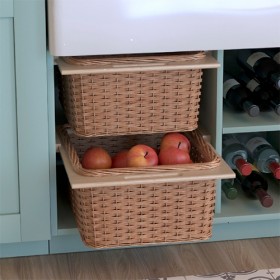 Pull-out Wicker Basket For 500mm Unit with Handle & Slides
