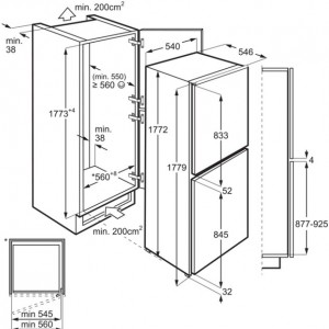 ELECTROLUX - 500 Series Coldsense Integrated 70-30 Fridge Freezer