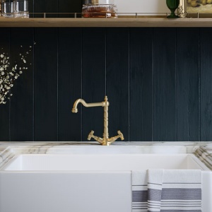 EIRLINE - Elsa Traditional Dual Lever Kitchen Tap Brushed Brass