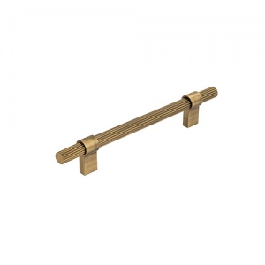 Antique Brushed Brass Fluted Bar Handle 225mm