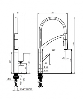 RUBINETA - Ultima-50 Black & Chrome Tap