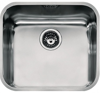 FRANKE - Base Undermounted Single Bowl Sink 45cm Stainless Steel Boxed & Basket Strainer Waste Overflow Clips