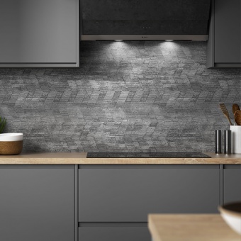 ALLOY SPLASHBACKS - Concrete Chevron Timber