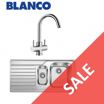 BLANCO SINK & TAP OFFER 3 - DINAS 6S S/Steel 1.5 Bowl Single Drainer & CAMIA Tap Chrome