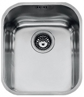 FRANKE - Base Undermounted Single Bowl Sink 34cm Stainless Steel Boxed with Basket Strainer Waste Overflow