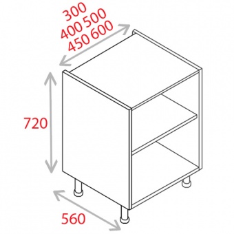 KITCHEN CARCASS 500MM NATURAL GREY - Standard Base Unit
