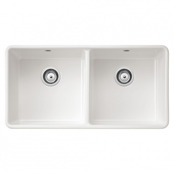 Ceramic Farmhouse Sink White Double Bowl 900mm