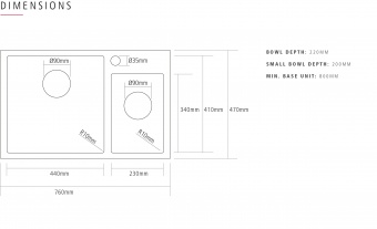 CAPLE - Mode175GD Undermount Inset Sink Gold and Stainless Steel