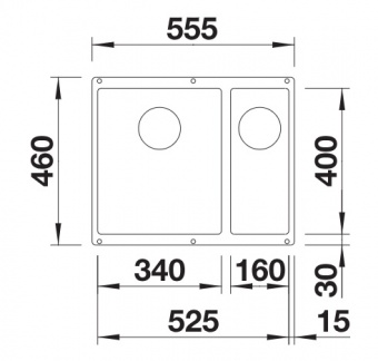 BLANCO - SUBLINE 340-160-U RH Alumetallic Silgranit Undermount Sink
