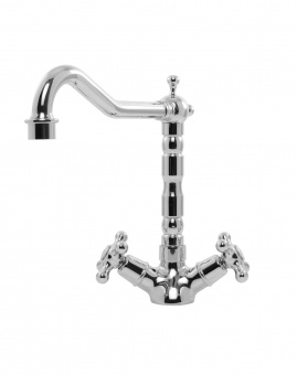 CAPLE - Antique Twin Lever Tap Dual Lever Kitchen Tap Polished Chrome
