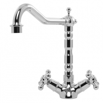 CAPLE - Antique Twin Lever Tap Dual Lever Kitchen Tap Polished Chrome