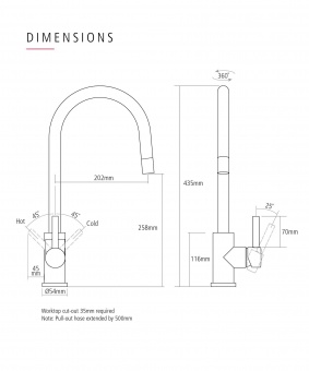 CAPLE - Aspen Pull-out Kitchen Tap Stainless Steel