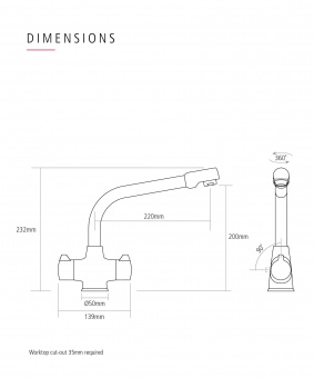 CAPLE - Cruciform Dual Lever Kitchen Tap Polished Chrome