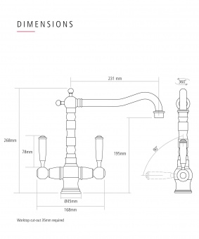 CAPLE - Hadley Dual Lever Kitchen Tap Antique Polished Chrome