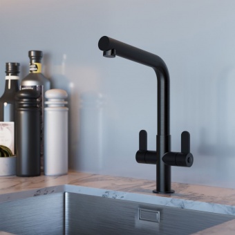 EIRLINE - Oda Dual Lever Kitchen Tap Black