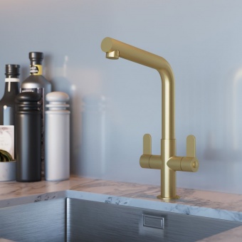 EIRLINE - Oda Dual Lever Kitchen Tap Brushed Brass