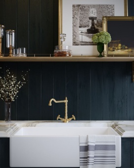 EIRLINE - Elsa Traditional Dual Lever Kitchen Tap Brushed Brass