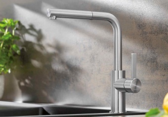 BLANCO LANORA-S - Pull Out Mixer Tap  Brushed Stainless Steel