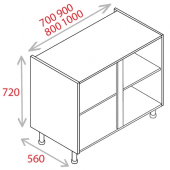 KITCHEN CARCASS 900MM WHITE - Standard Base Unit
