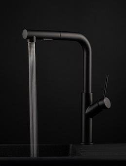 RUBINETA - Bona-35 PO Black Pull Out Spray L-Spout Tap