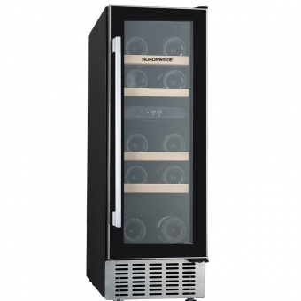 NORDMENDE - 30cm Free Standing / Built In Wine Cooler 17 Bottle Dual Zone Slim Inox Frame