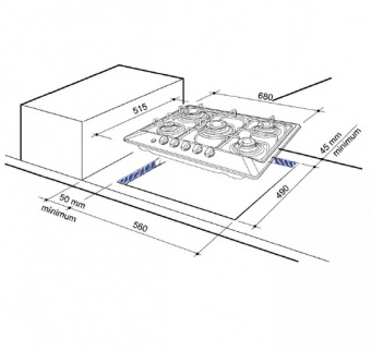 NORDMENDE - 70cm Gas Hob HGX703BGL