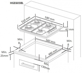 NORDMENDE - Gas Hob Enamel Pan Supports 60CM