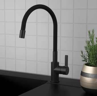 RUBINETA - Flexy Side Lever Flexible Spout Black Tap