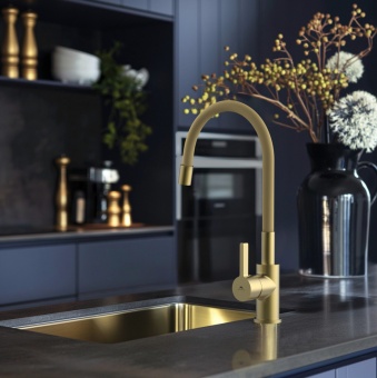 RUBINETA - Flexy Side Lever Flexible Spout Brushed Golg Tap