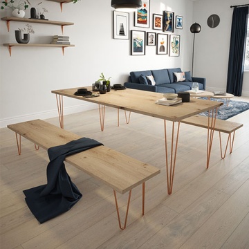 ROTHLEY - Hairpin Table 3 Pin Leg Polished Copper 710MM