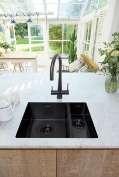 CAPLE - Mode3415RBS Inset or Undermount Sink Black Steel