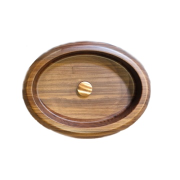 SVALL - Solid Lumber Walnut Oval Washbasin Copper Stopper